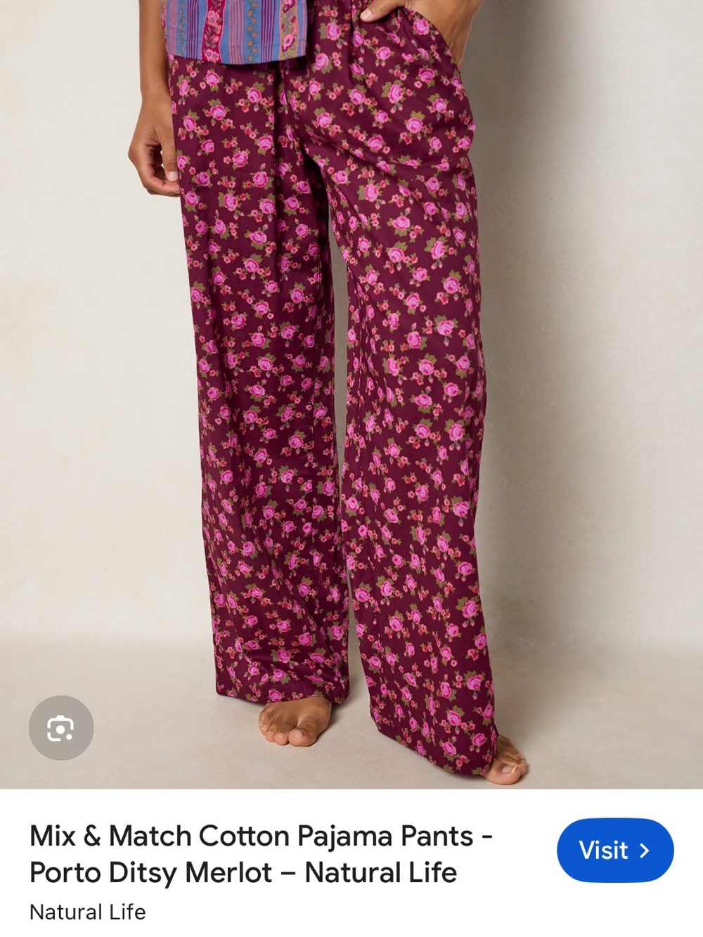NATURAL LIFE Porto Ditsy Merlot Floral Button-Down SHIRT AND PANTS set NWT - Picture 3 of 3